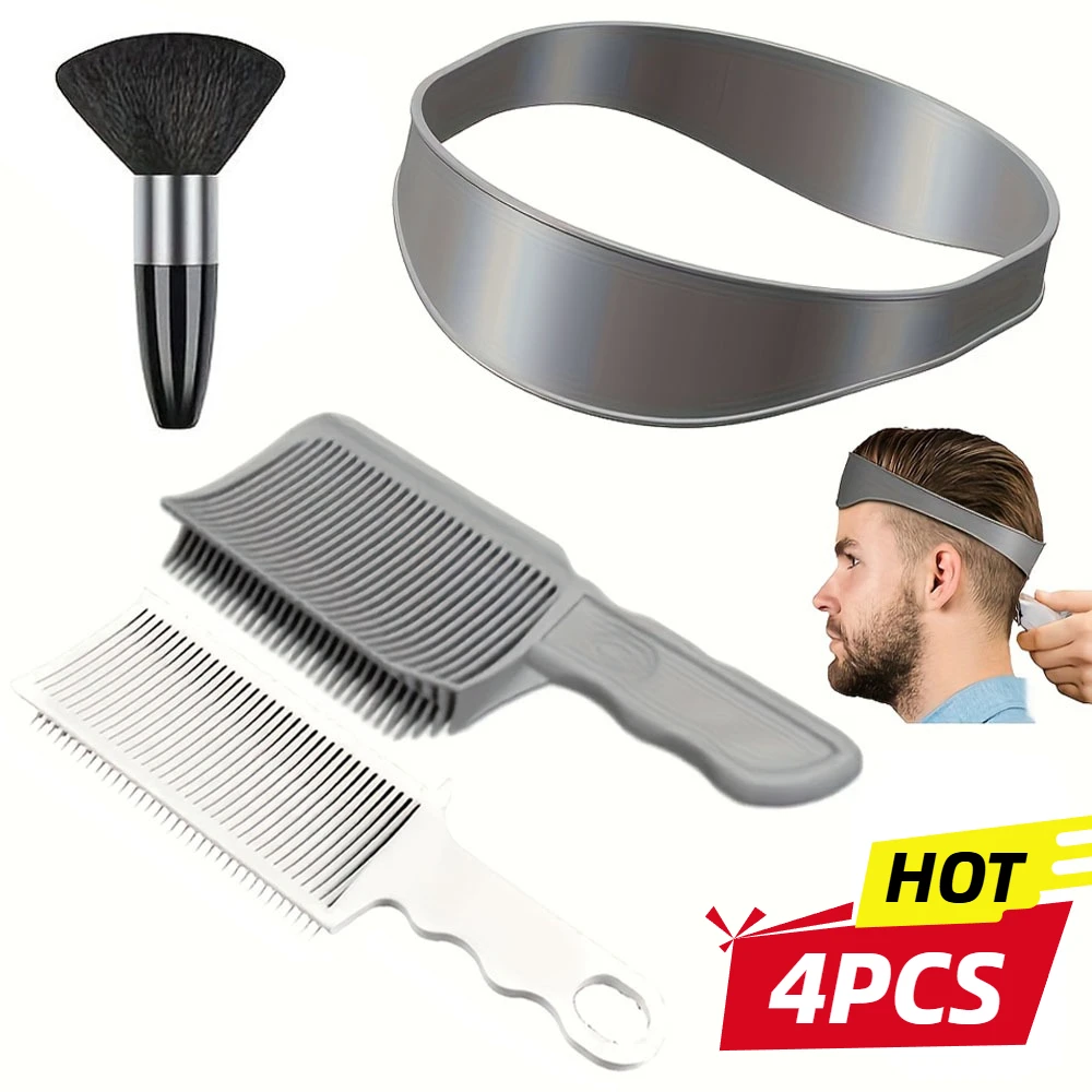 4PCS Professional Hairdressing Tool Set Hairdresser's Graduation Comb, Curved Flat Top Comb Suitable for Home and Salon Use