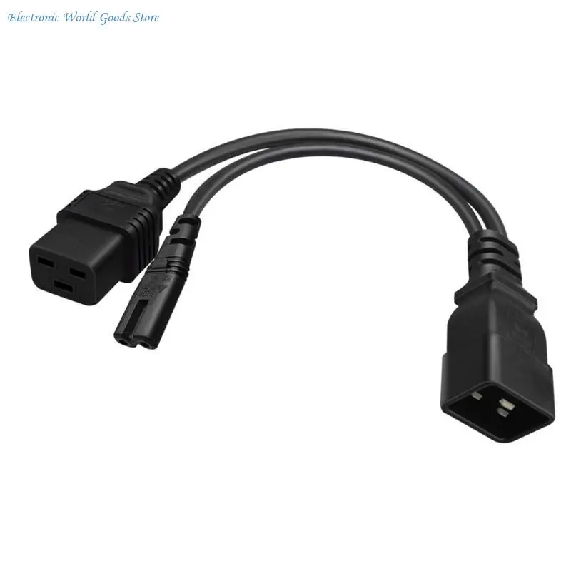 A3PD 3-Prong C20 to C7+C19 Connector Adapter Cord Male Plug to Female Socket Converter Cable Y-splitter