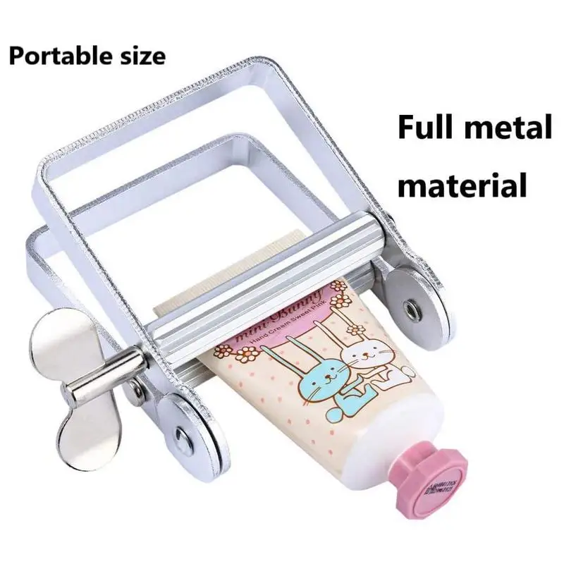 Manual Aluminum Toothpaste Tube Squeezer Tool - Durable Silver Roller Dispenser for Hair Color Dye and Cosmetic Paste