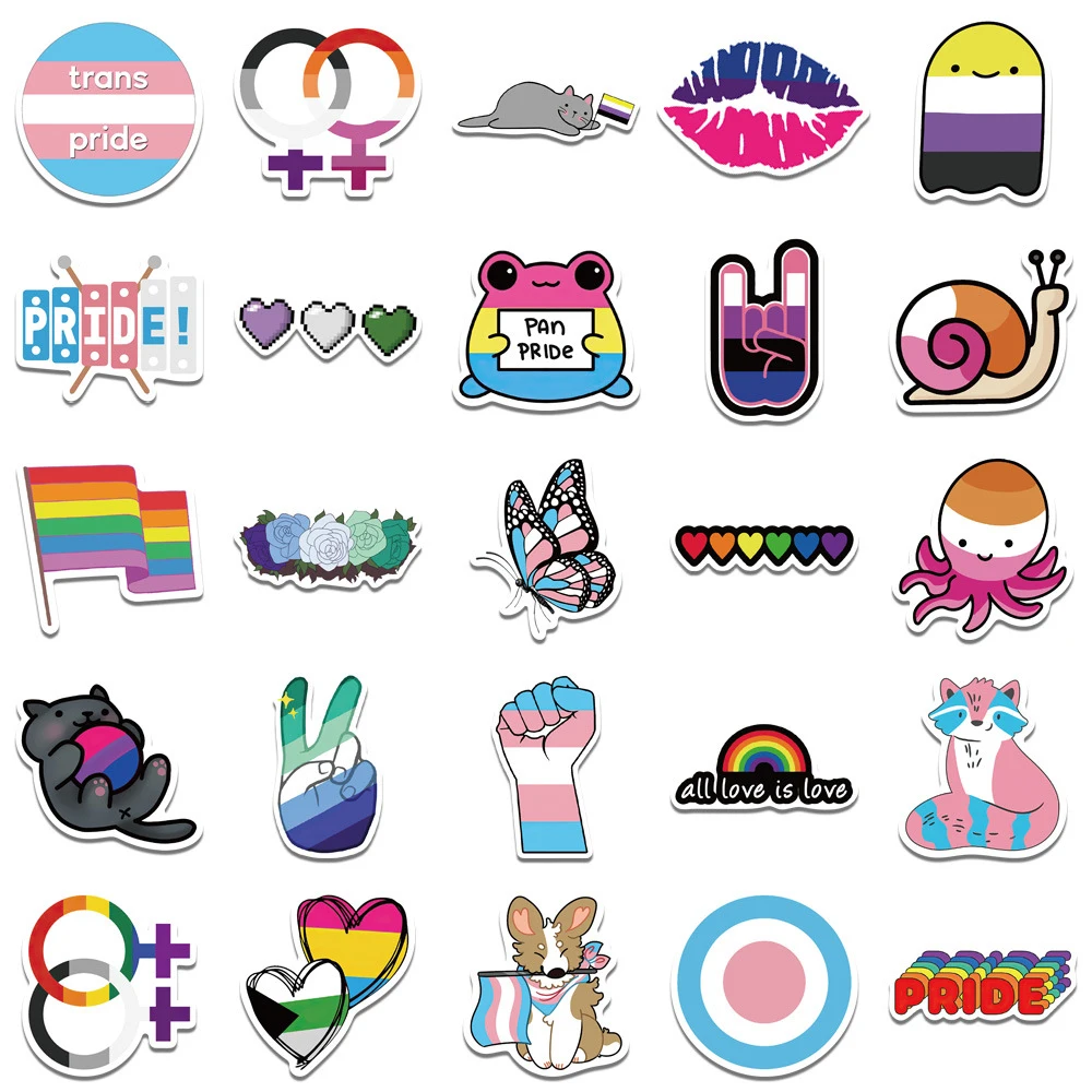 10/30/50PCS Mix Funny LGBT Gay Lesbian Bisexual Asexual Pride Stickers Skateboard Laptop Phone Bike Luggage Car Sticker Decal