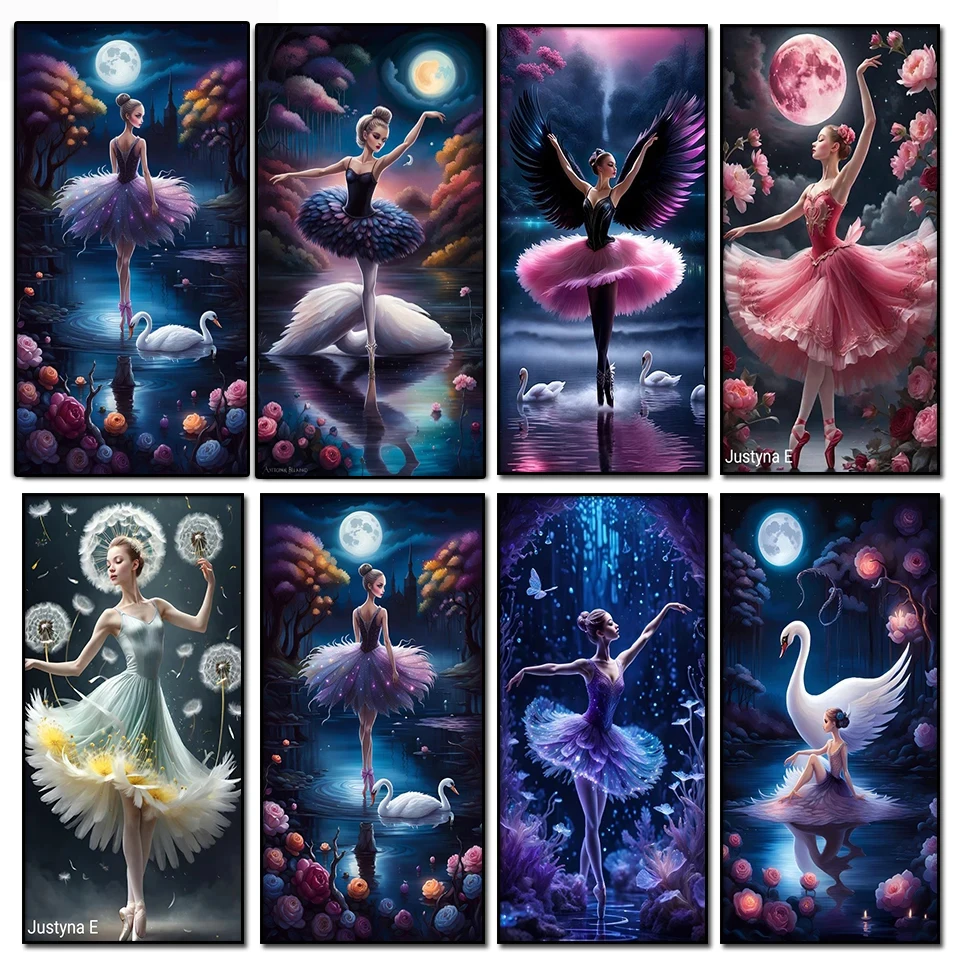 Ballet Girl Large Diamond Painting New2024 Diy Jewelry cross stitch Full Diamond art Mosaic Moon Swan Fairy Pictures Home Decor