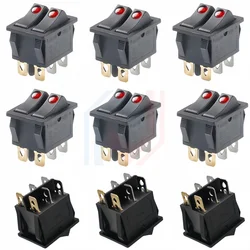 KCD6 6PIN Rocker Switch 16A 250V 20A 125V Double Light ON-OFF Boat Power Button Lights