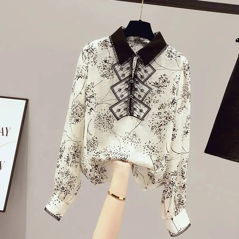 

2023 New Fashion Shirt Women Spring Summer Temperament Long-sleeved Pullover Casual Wild Blouse Ladies Tops Blouse Female