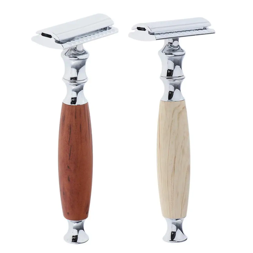 Shaving Razors for Men Double Edge Safety Razor Bamboo Handle Professional Beard Shaver for Face Cleaning