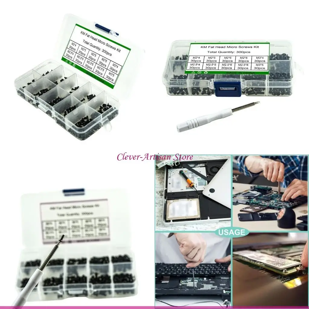 

E06B Micro Screws 300pcs Screw Assortment for Electronics & Small Scale Work