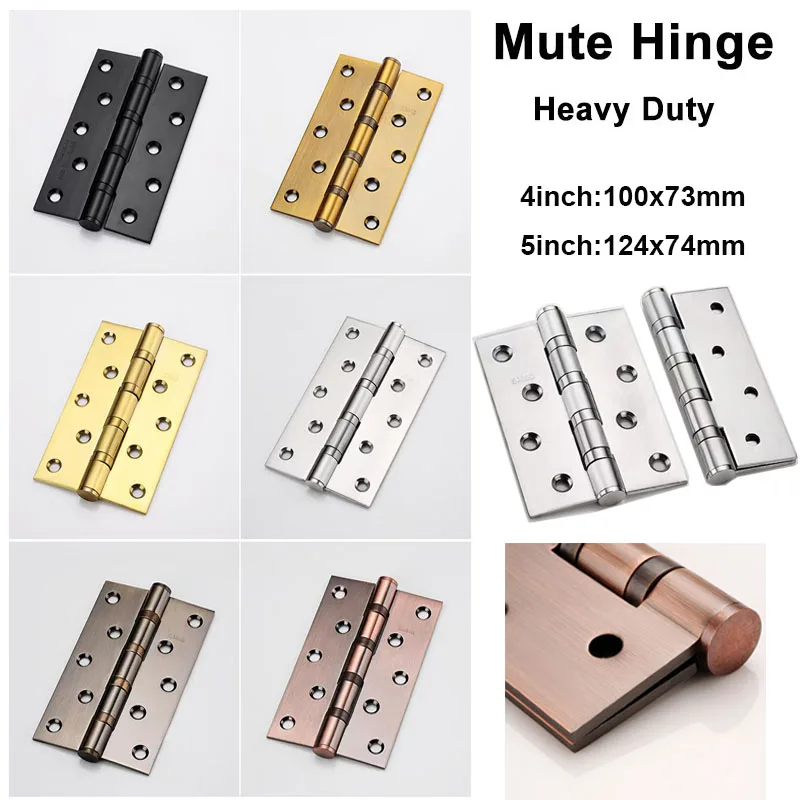 

2/4pcs Stainless Steel Mute Hinge With Screw Hinges For Wood Heavy Duty Hings Thickened Room Door Hinge Strong Load Bearing