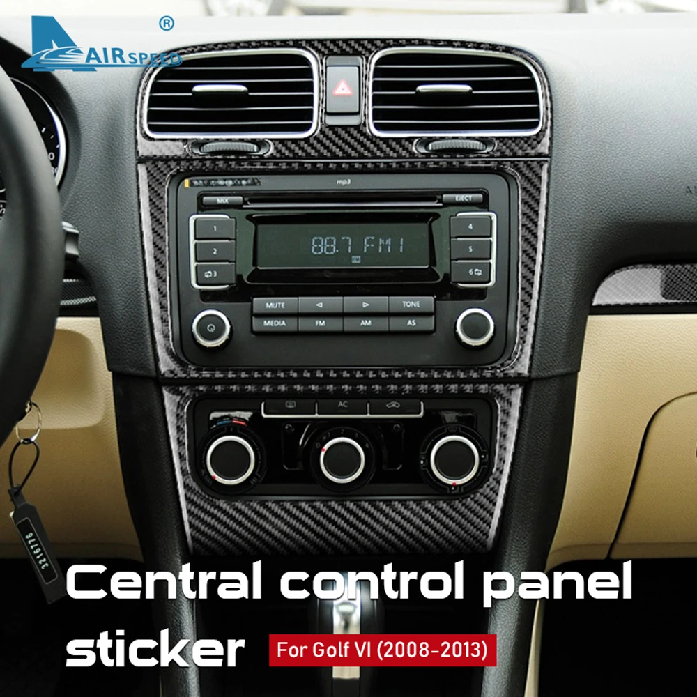 Real Soft Carbon Fiber Car Central Control Panel Sticker for Volkswagen VW Golf 6 GTI R MK6 2008-2013 Interior Trim Accessories