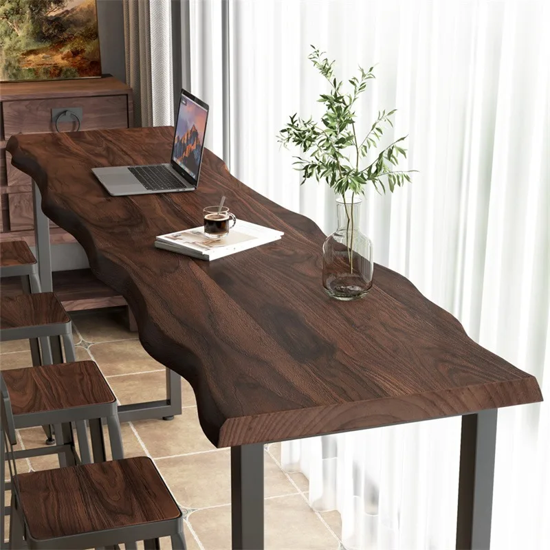 Household partition solid wood bar table long balcony window high cafe catering shop bar integrated