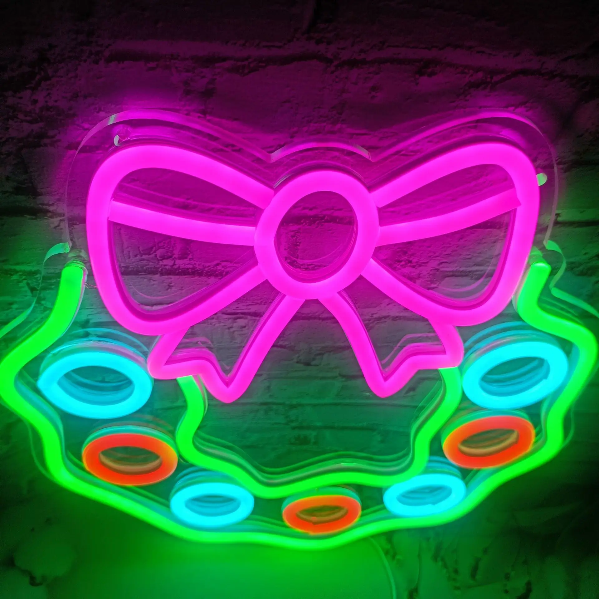 2Pcs/Lots Neon Christmas Tree Glowing Decorative Lights Wind Chimes Butterfly Love Holiday Decoration