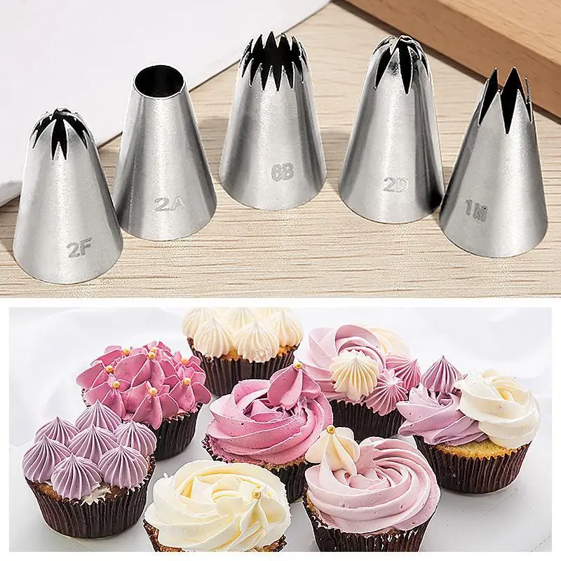 1PCS Stainless Steel Pastry Nozzle Cake Decoration Set With Conversion Connector Baking Nozzles For Dessert Biscuit Cup Cake