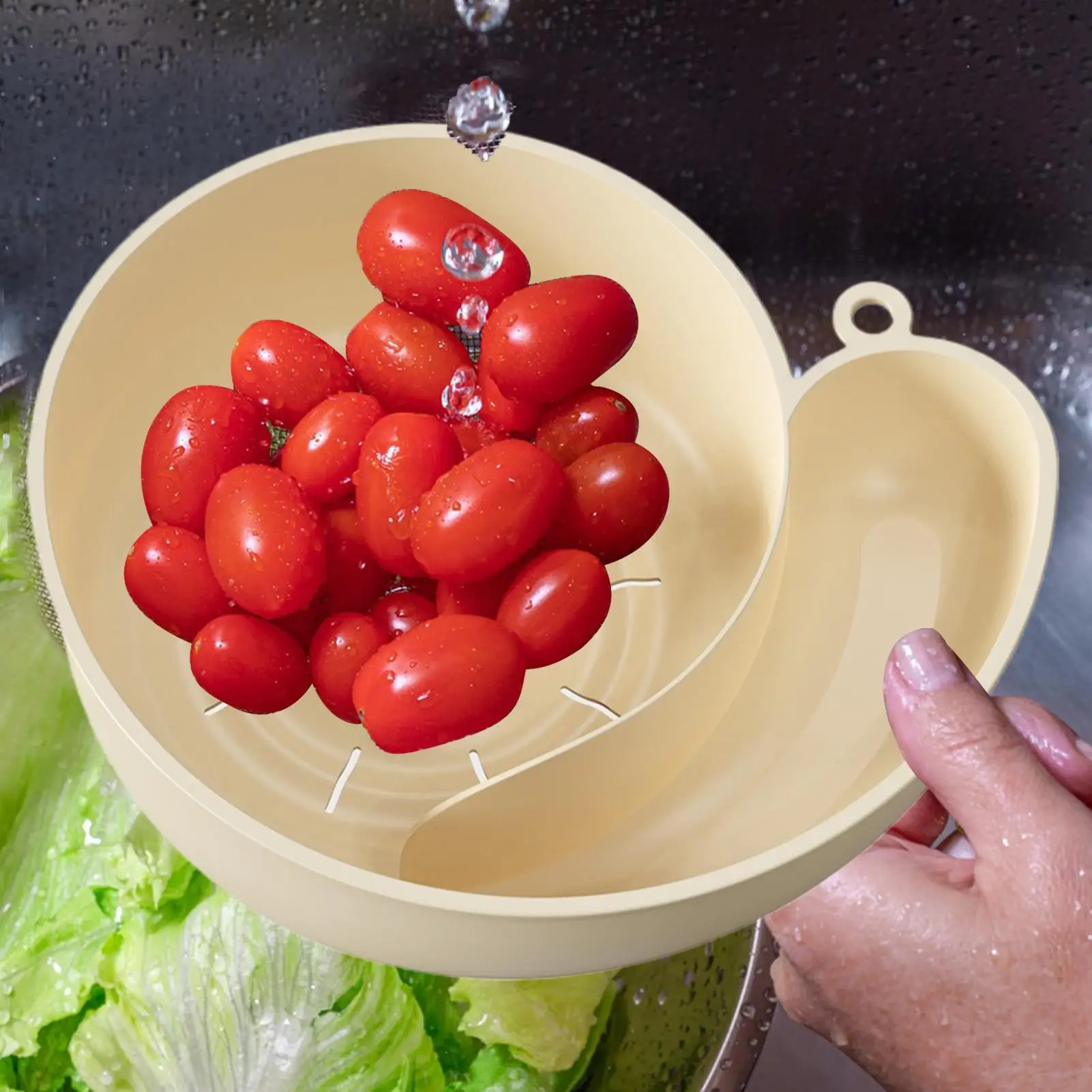 

Snail Shape Fruit Drainer Basket Automatic Rotation Clean Reusable Veg Fruit Washing Basket Creative Food-Grade Kitchen Utensils