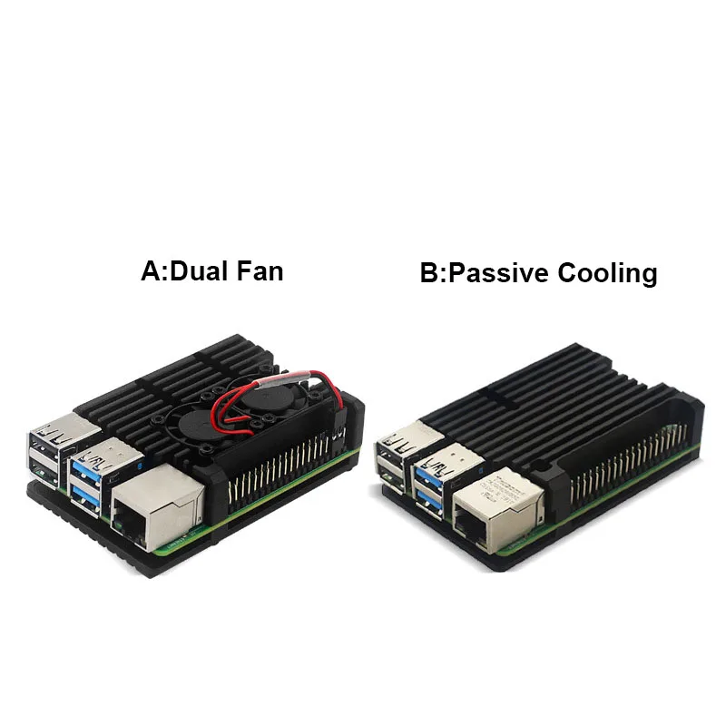 Obudowa ze stopu aluminium Raspberry Pi 4, podwójne wentylatory CNC, aktywna obudowa chłodząca, opcjonalne radiatory, metalowa obudowa ochronna do