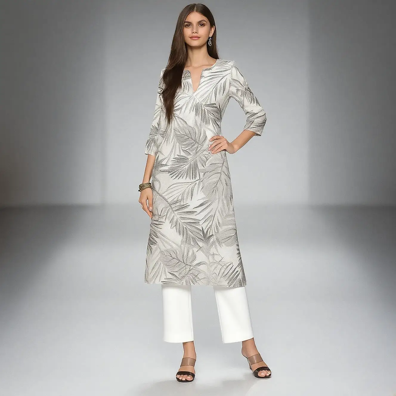 

Мусульманское платье Kurt, женская модная и элегантная прямая трубка, повседневная благородная юбка с круглым вырезом и узором, мусульманская женская одежда