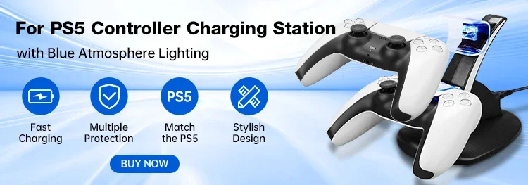 Wandhalterungsset für PS5/Pro/Slim-Konsole mit RGB-Licht, Ladestation, Headset-Aufhänger für PS5 Dual Controller-Zubehör – Detail 2