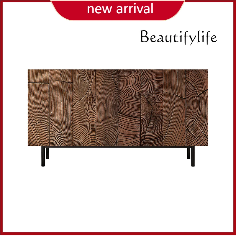 BJ Medieval Style Shoe Cabinet Entry Entrance Entrance Walnut Color Wabi Sand Retro Style Partition Sofa Side Cabinet