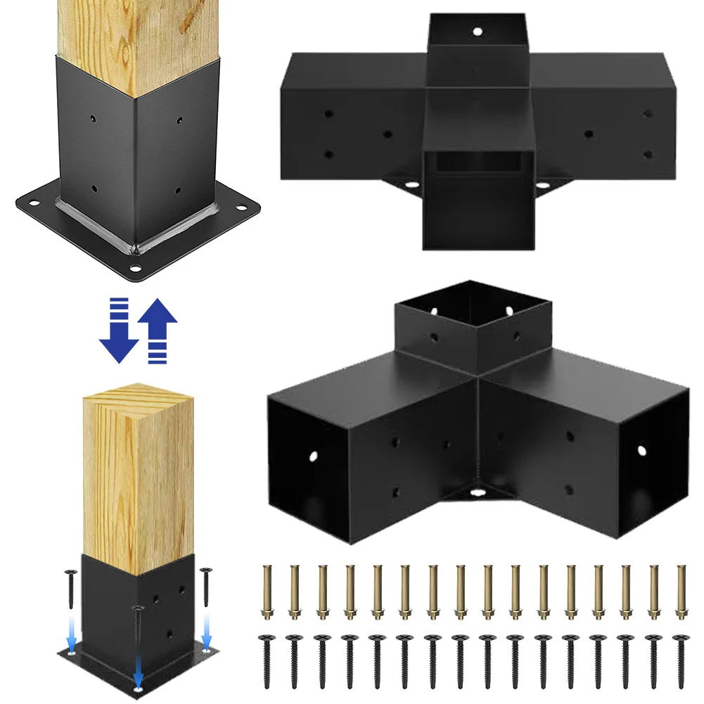 

Набор для перголи с 3-сторонними кронштейнами Woodworks DIY Post Base Kit Комплект кронштейнов для беседки для садов и металлических бесед