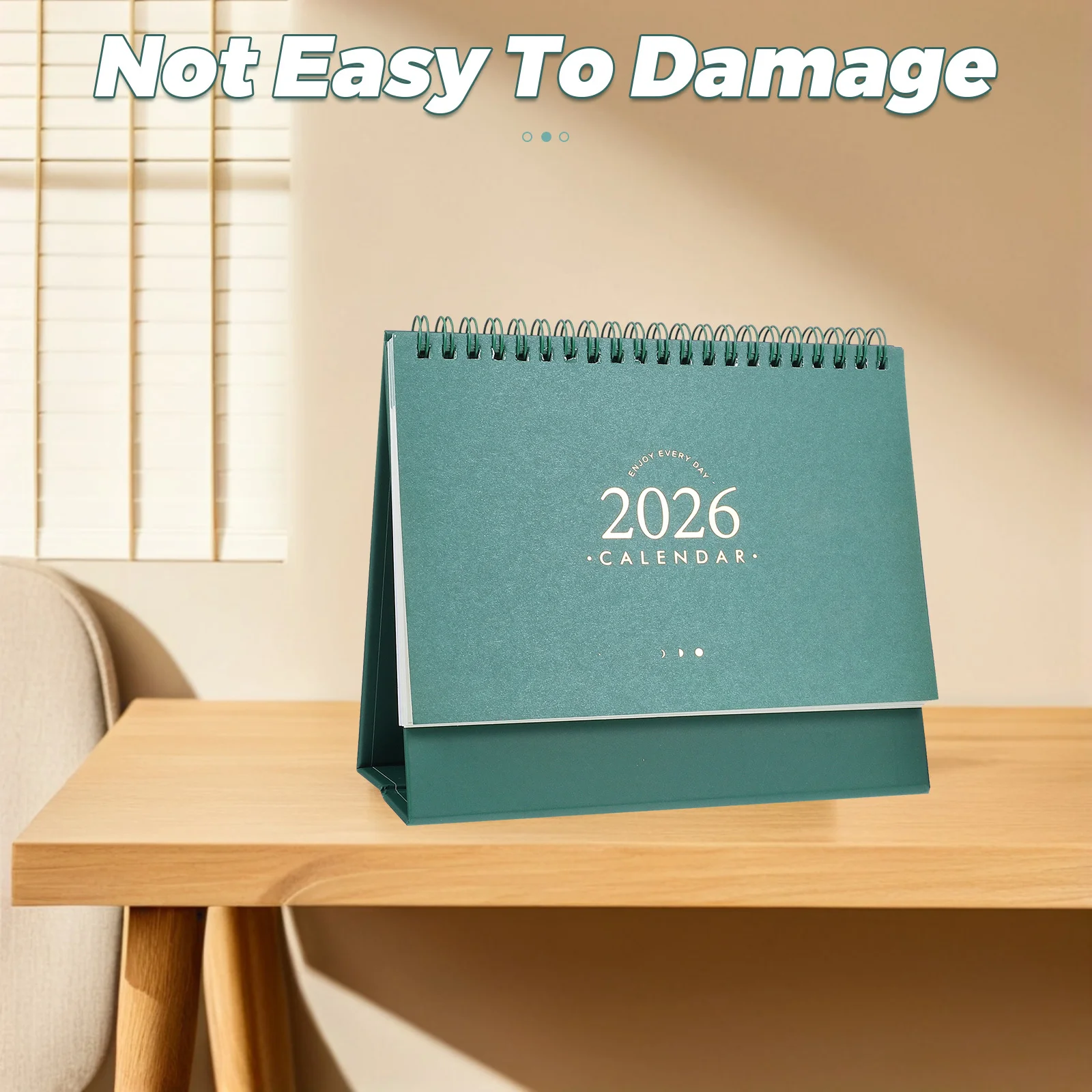 2pcs Desk 2026 Standing Flip Desktop Calendar Twin Wire Binding Daily Planner For Office Home Study Green 2026 Desktop Calendar