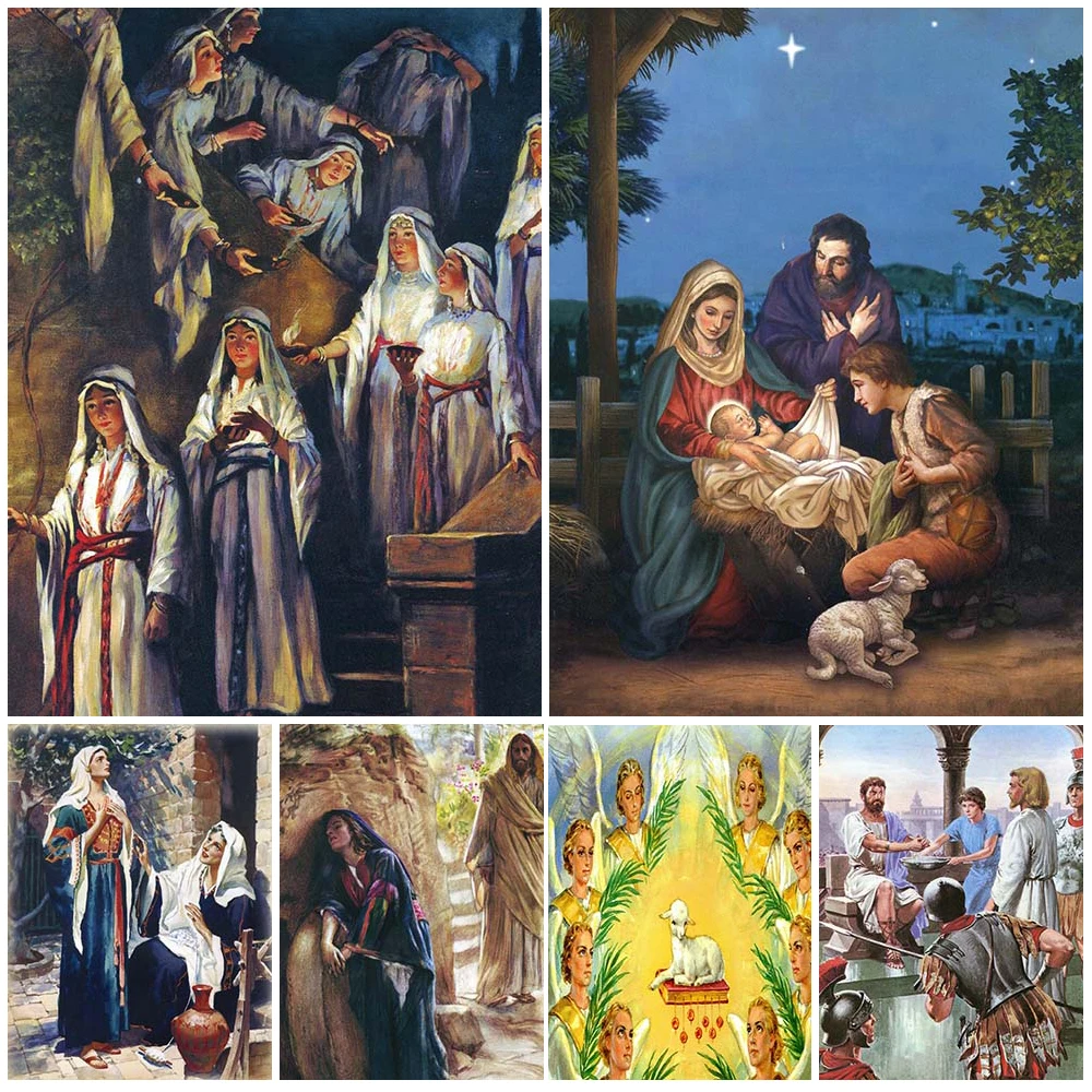 PILATE & JESUS PETER RAISES DORCAS MARY AND MARTHA NATIVITY Wall Art Canvas Painting Wall Pictures For Living Room Home Decor