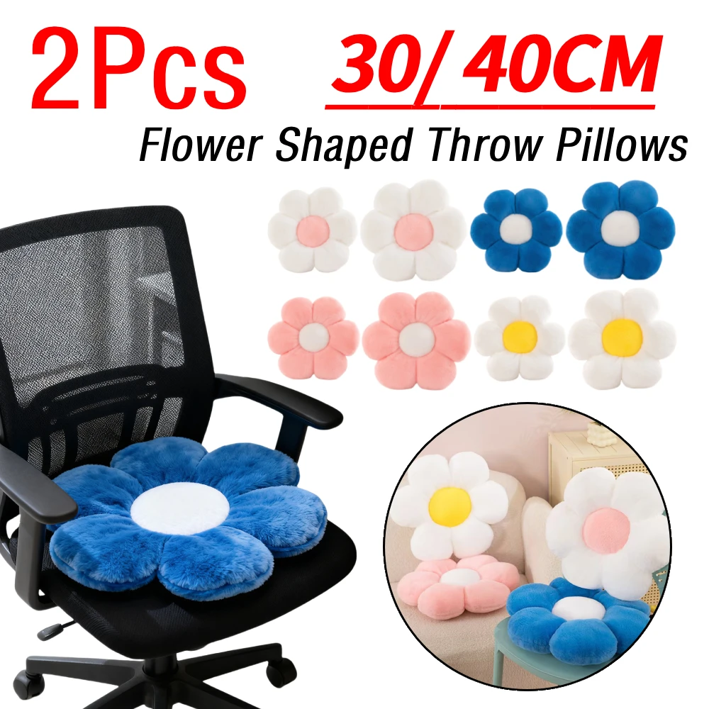 

2Pcs 30/40cm Flower Shaped Throw Pillows Daisy Plush Pillow Seat Cushion for Bedroom Home Sofa Chair Couch Decorations Gifts