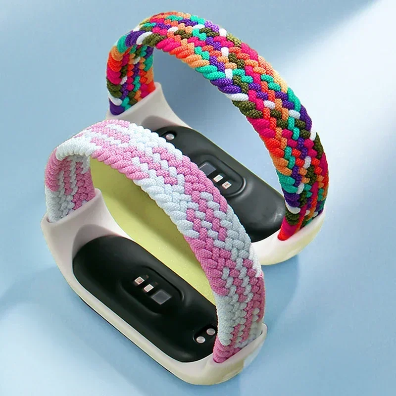 Braided Solo Loop for xiaomi Mi band 7 Watch Strap Nylon watchband NFC Bracelet smart Miband6 belt correa on Mi band 7 6 5 4 3 image 2