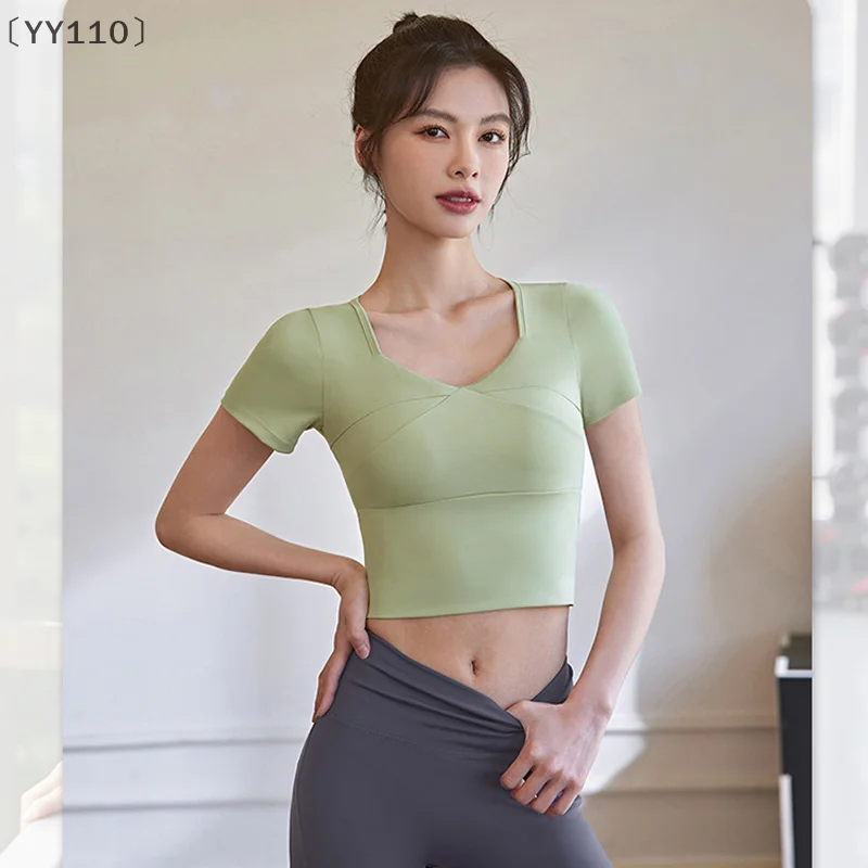 itariaYY110 soi Nieuwe yogakleding Dames Fitnesskleding met korte mouwen Trainingstops Slim Fit Hardloopsport-T-shirt