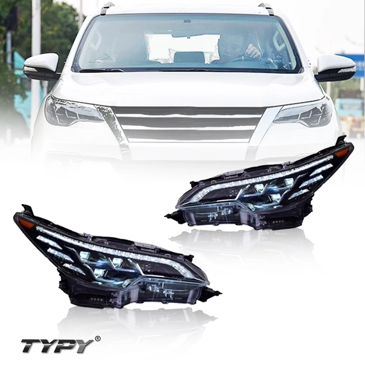 TYPY New LED Headlight Upgrade Modified Full Head Lamp For Toyota Traverser 2016-2020 Turn Signals Daytime Running Lights