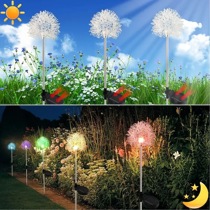 Solar Viewing Lights Dandelion Modern Simple Outdoor Garden Courtyard Dandelion Aluminum Wire Ball Lamp Villa Lawn Decoration