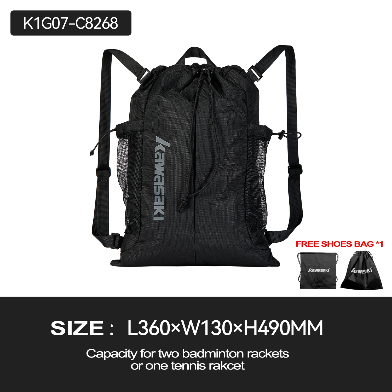 Kawasaki NEW Badminton Bag Designed For Two Rackets Large Capacity