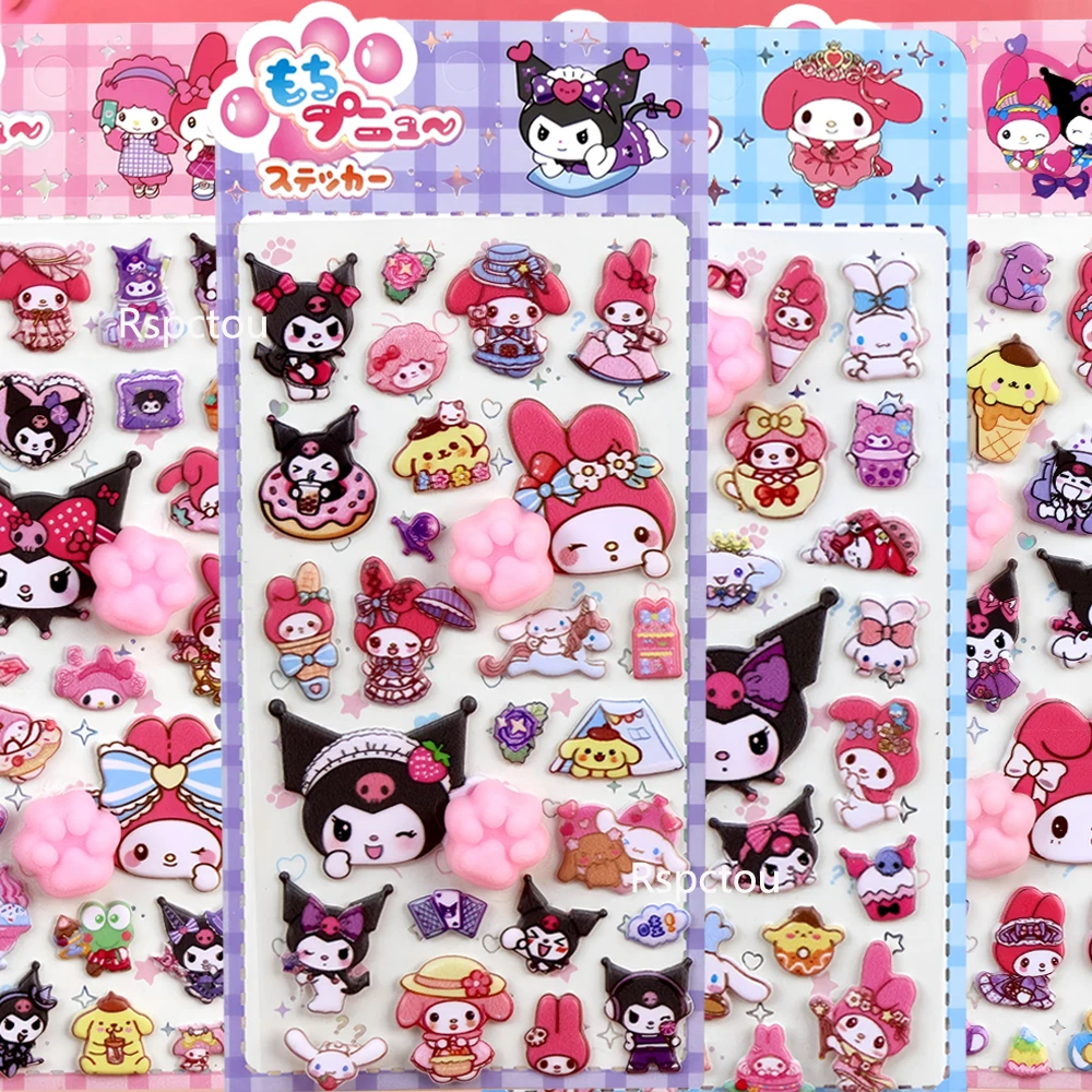 

Kawaii Sanrio My Melody Kuromi Buttocks Stickers DIY Cartoon Phone Case Decoration Soft Pinched Decompression 3D Bubble Sticker