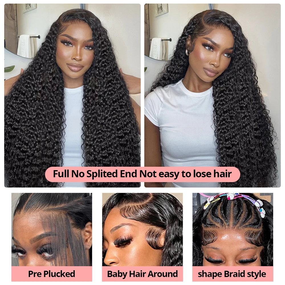 شعر مستعار بشري مجعد ، دانتيل كامل عالي الدقة ، شعر مستعار أمامي ملتف مسبقًا ، موجة عميقة ، بدون لاصق ، جاهز للارتداء ، 30 بوصة ، 13 × 6 ، سنوبرين