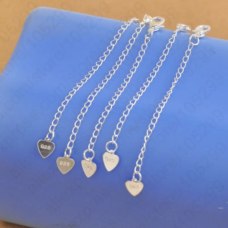 

Wholesale Jewelry Findings 925 Sterling Silver Extension Tail Chains With Heart Tag Lobster Clasps For Necklace Bracelets