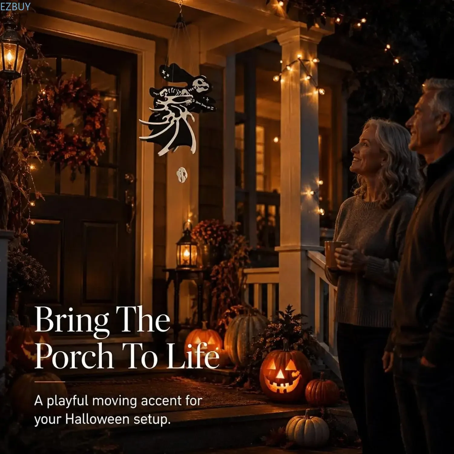 Pull-to-Move Winged Skeleton Halloween Hanging Decor, Interactive Hanging Skeleton Decoration, Hand-Pull String Skeleton Decor