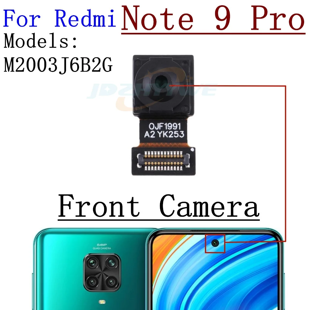 Front Rear Back Camera For Xiaomi Redmi Note 9 Pro Note9 9Pro Main Frontal Selfie Camera Module Replacement Spare Parts