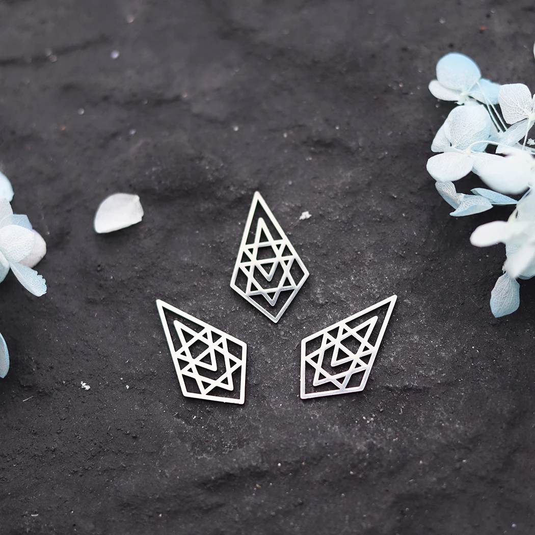 3pcs Geometric Triangle Connecter Charms Stainless Steel Pendant For Jewelry Making Tassels Earrings Necklace Diy Accessories