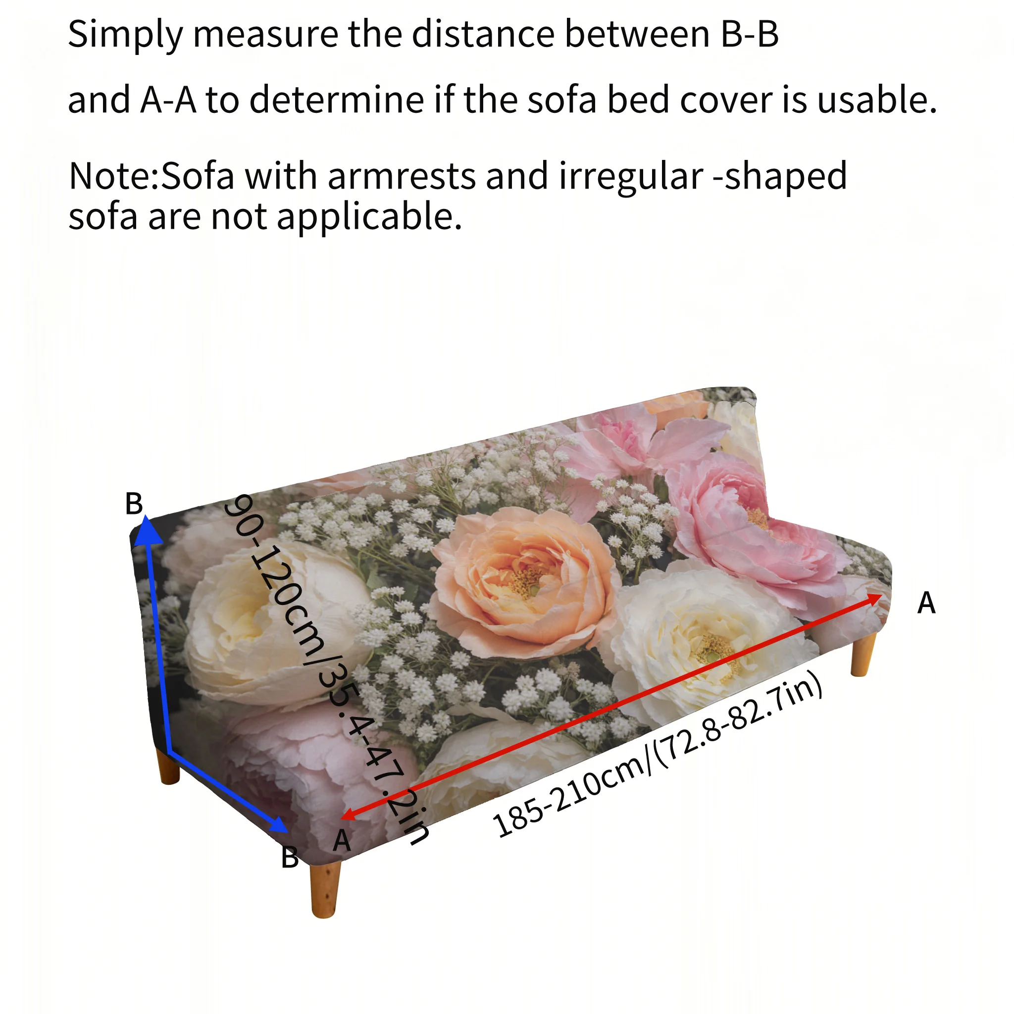 Gypsy bouquet printed sofa bed cover, living room sofa bed cover, dustproof machine washable sofa bed cover