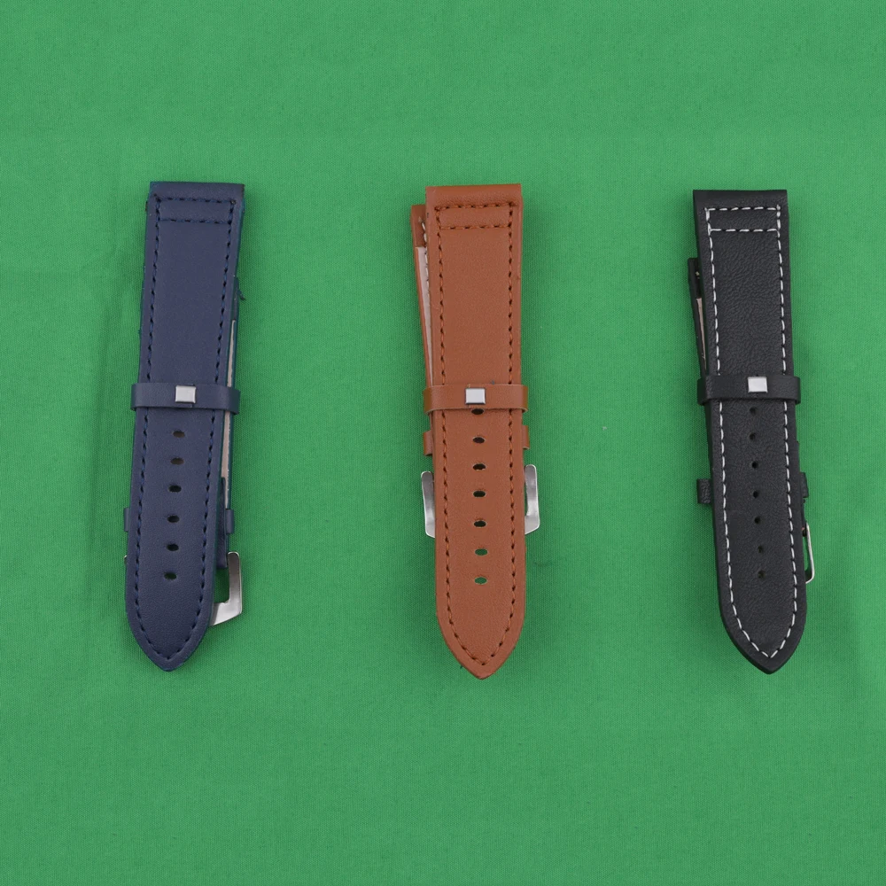 Cheap watch band handling of watch straps 20mm/22mm/24mm coffee black blue PU watch band man watch band wholesale