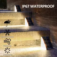 Outdoor Solar Step Lights Warm White RGB Triangle IP67 Waterproof Auto on Decoration Deck Lights for Patio Yard Driveway Porch 4