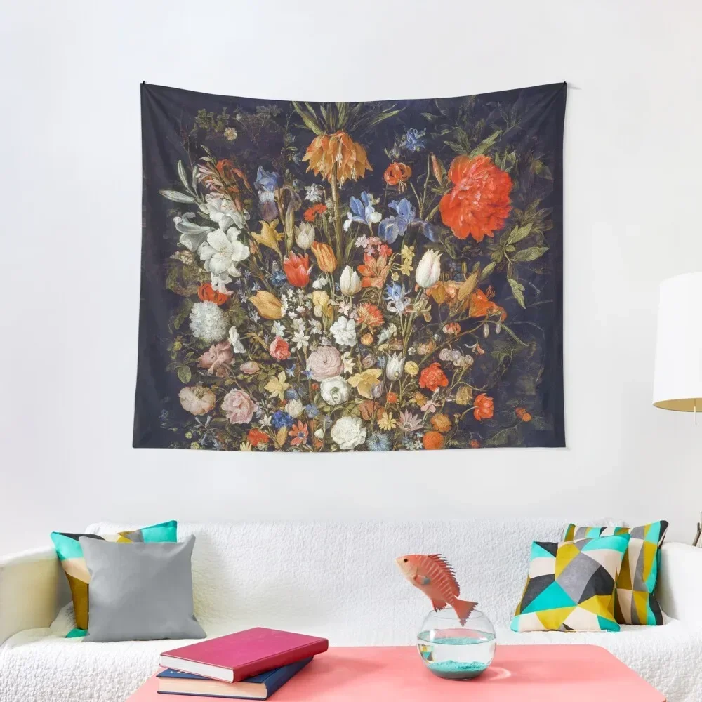 Jan Brueghel. Flowers in a Wooden Vessel Tapestry Wall Hanging Wall Room Aesthetic Tapestry