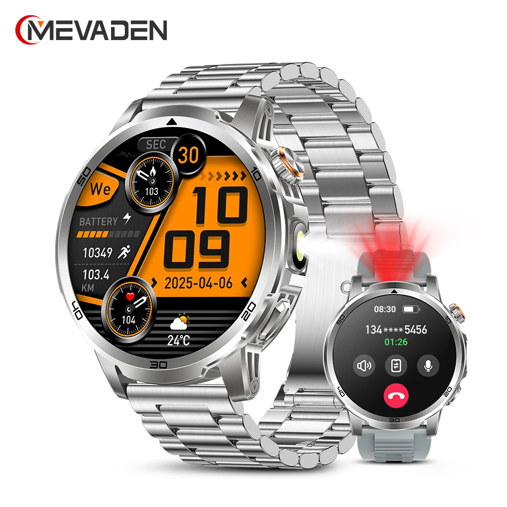 

Умные часы MEVADEN Steel с большим экраном 1,85 дюйма, Bluetooth-вызовами, LED-фонариком, аккумулятором 1000 мАч, монитором здоровья, для активного отдыха и спорта, модель MD60
