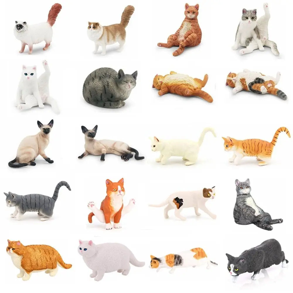 PVC Simulation Cat Model Siamese Ragdoll Persian Cat Lifelike Realistic Pet Figurines Cat Statue Ornament Kids Doll Toy