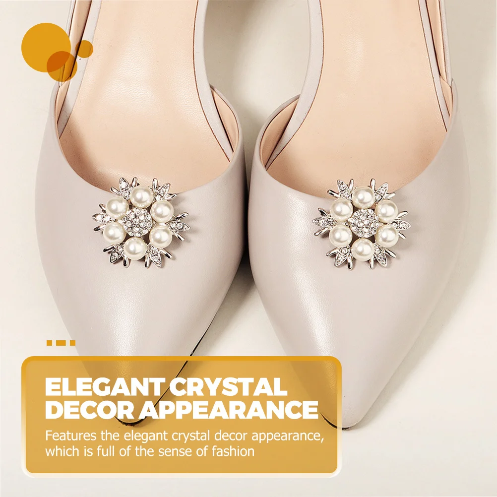

2Pcs Crystal Shoe Buckles Rhinestone Clips Bridal Decors Durable Zinc Alloy Fashionable Elegant Accessories Shoe Buckles