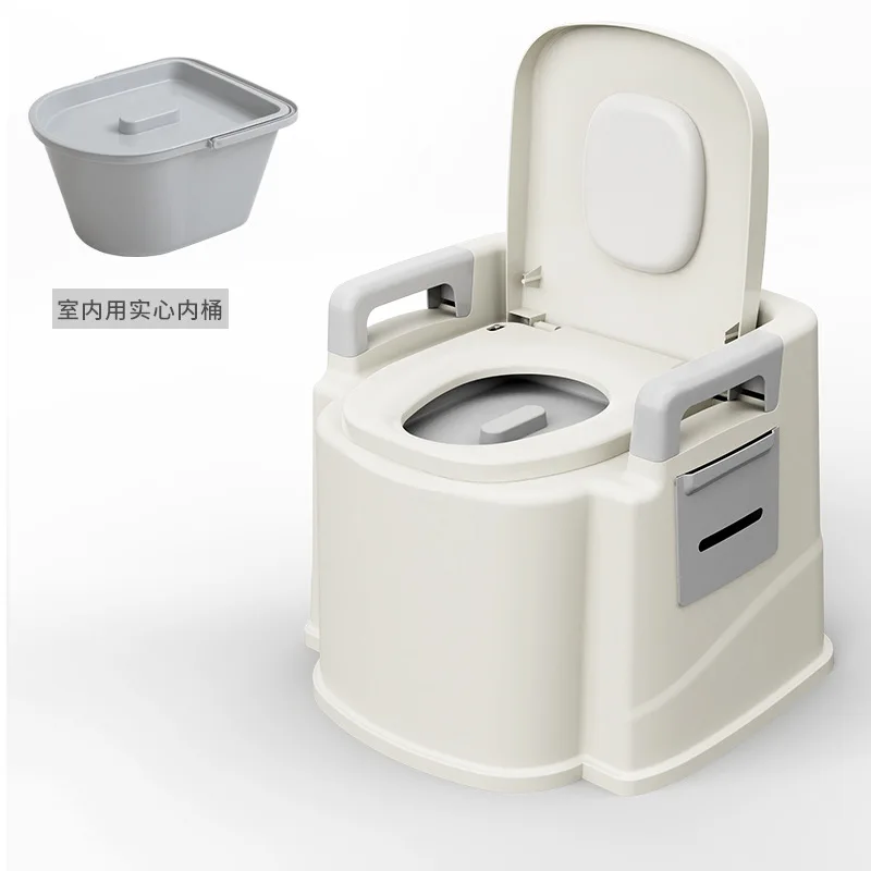 Portable Toilet for Elderly Adults Plastic Commode Chair Home Use Mobile Potty with Removable Bucket Travel Toilet