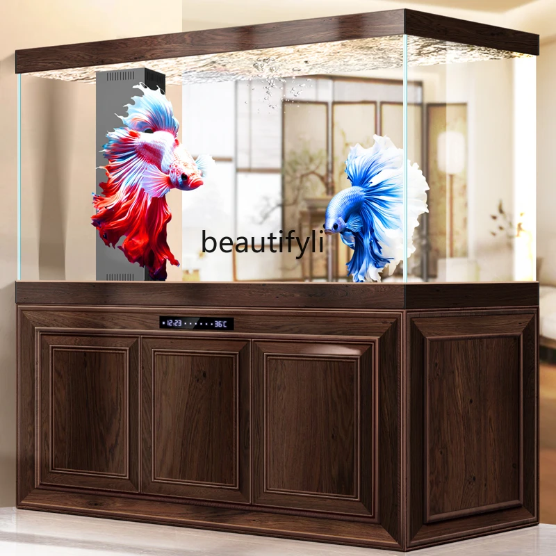

Living room household bottom filter dragon fish tank company aquarium water free change wall screen ultra-white glass