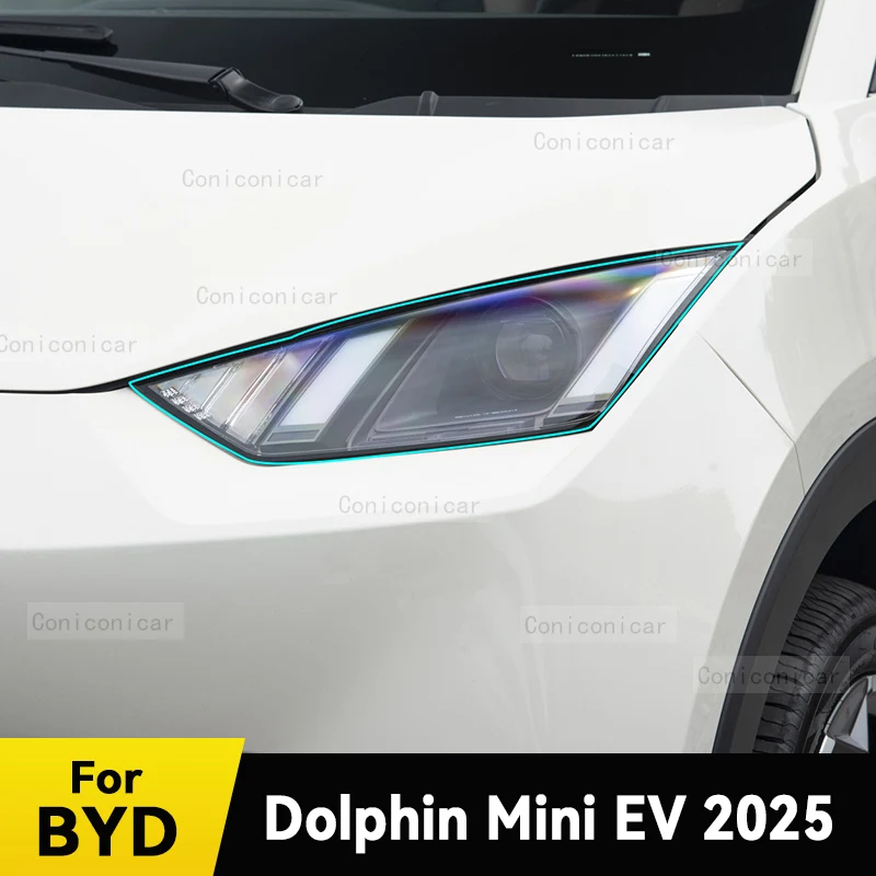 

Для BYD Dolphin MINI Electric 2025 защитная пленка для фар автомобиля, прозрачная пленка из ТПУ, защита от царапин, наклейка на фару
