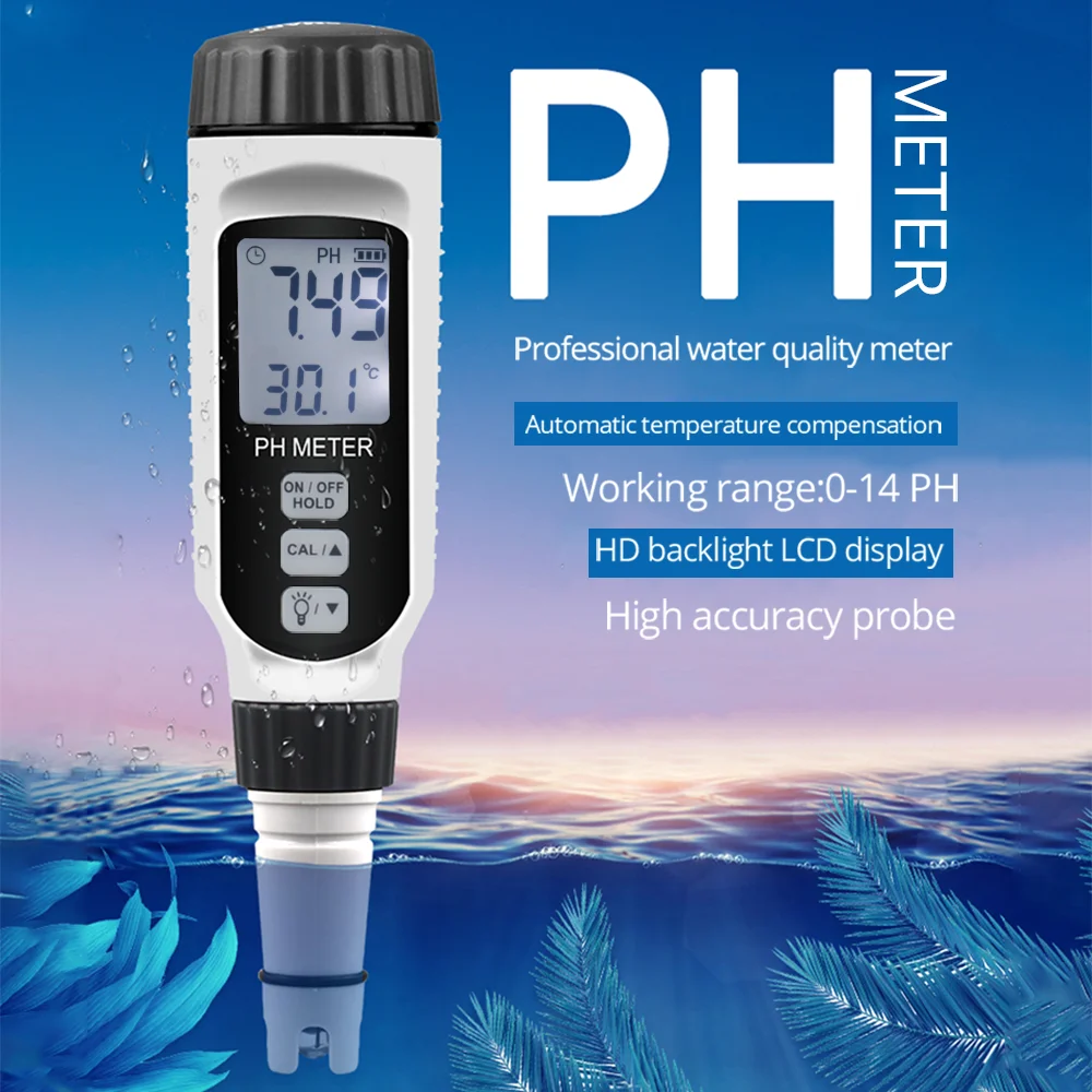 Pen Type PH Meter Water Quality Tester Acidometer for Aquarium Swimming Pool Acidity Tester Acido Meter Portable Acidimeter