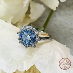 JoyceJelly Luxury 3 Carat Moissanite Diamond Jewelry S925 Sterling Silver Wedding Ring For Women Flower Shaped Design Size5-9