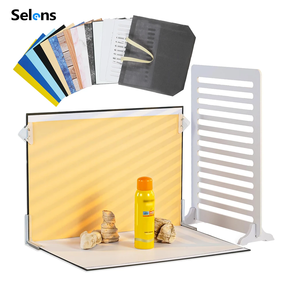 Selens 16.5X11inch 12Pcs 22Patterns Product Photography Backdrops Kit Photo Background with Carrying Bag for Food/Makeup/Jewelry