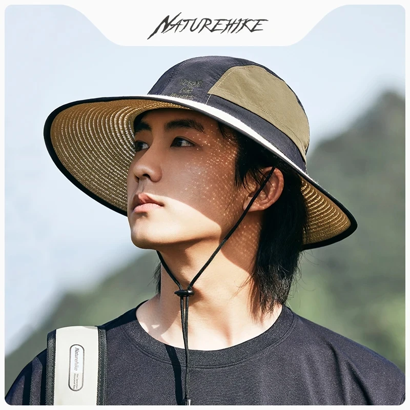 Naturehike Camping Summer Bucket Hat Cowboy Men Outdoor Fishing Hiking Beach Hat Mesh Breathable Anti UV Sun Cap Large Wide Brim