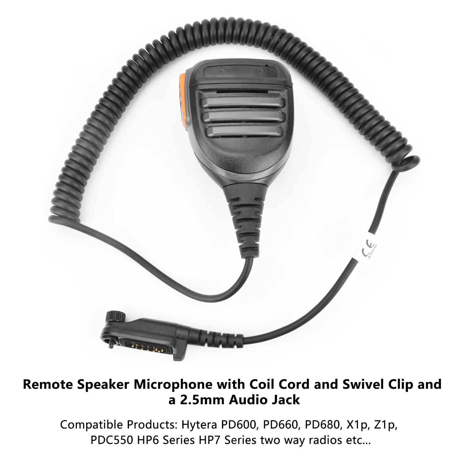 

SM26N2 Walkie Talkie Remote Speaker Microphone with 2.5mm Stereo Jack Audio for Hytera X1e X1p Z1p PDC550 PD682 PD685 HP7 Series