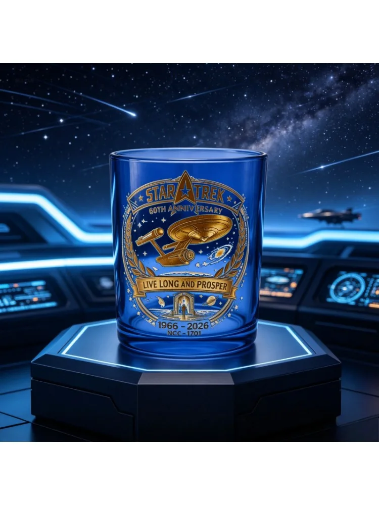 300ml Star Trek Blaue Glasbecher mit dickem Boden, bedruckter Whiskey-Tumbler für die Heimbar-Dekoration